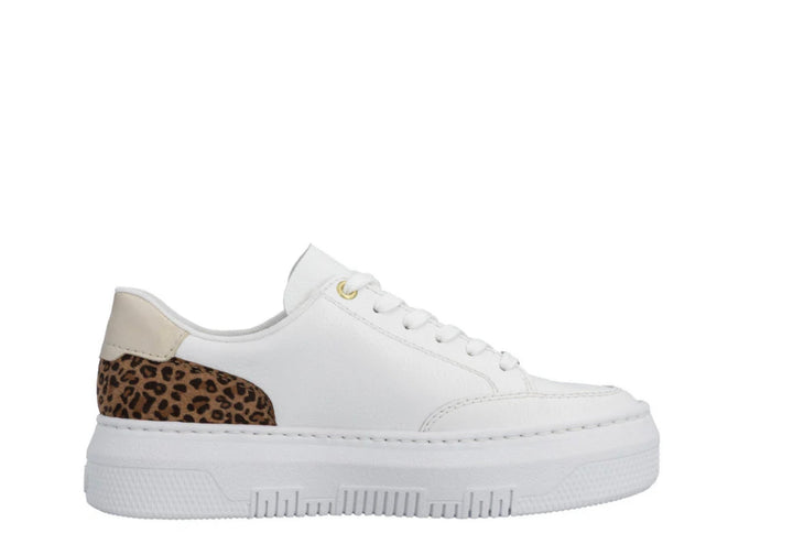 M1900-80 WHITE & LEOPARD ZIP & LACE TRAINERS