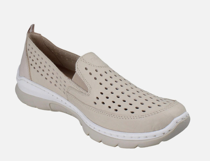 L32F4-60 BEIGE LEATHER SLIP ON SHOE
