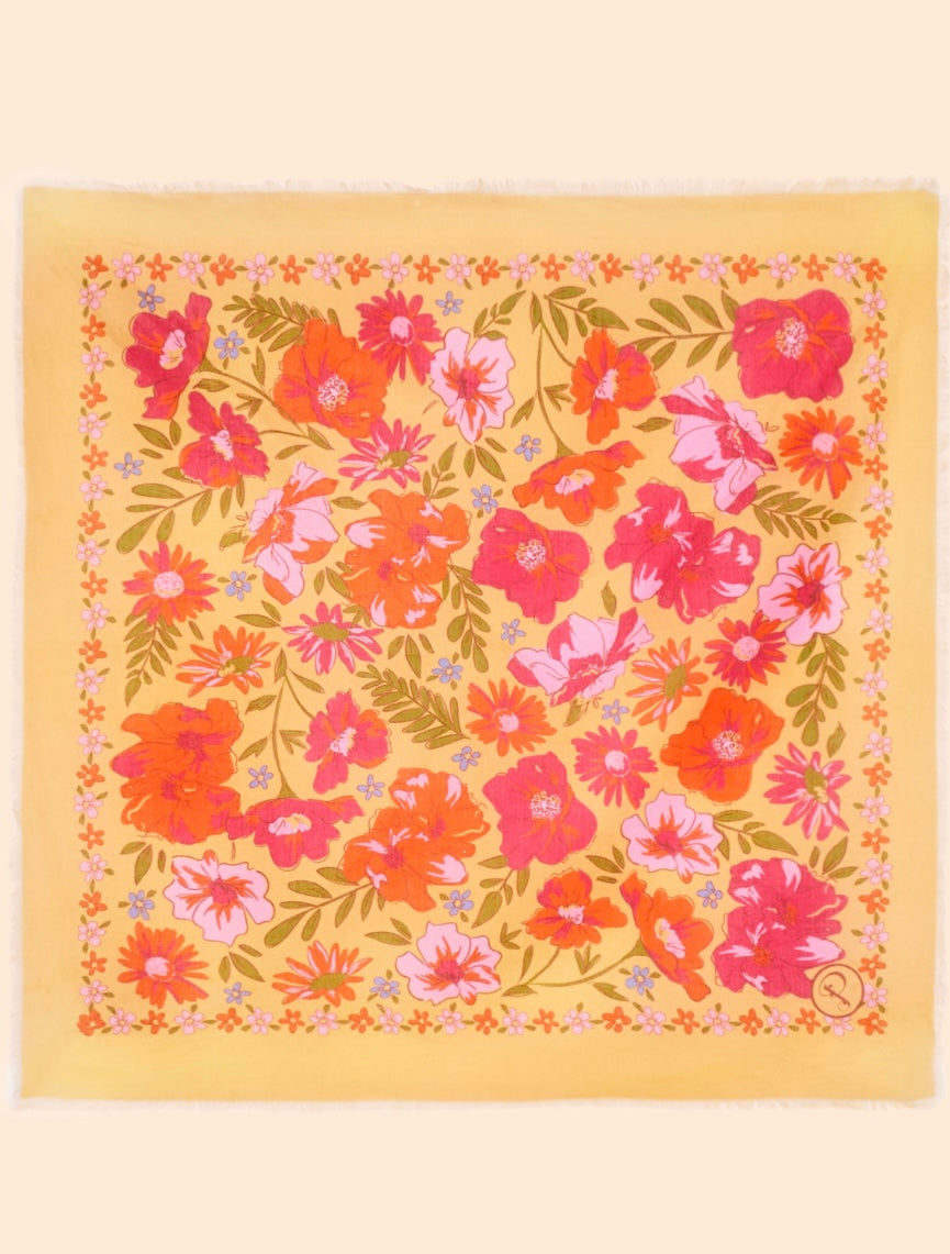 MUSTARD SKETCHED FLORALS BANDANA