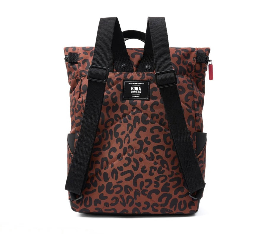 CANFIELD B RECYCLED CANVAS MEDIUM BACKPACK SCARLET LEOPARD