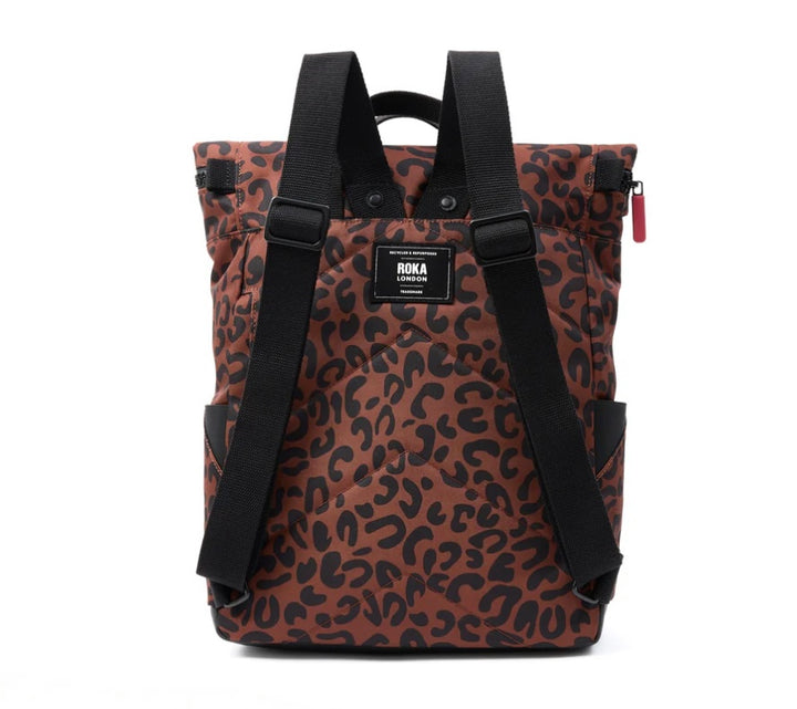 CANFIELD B RECYCLED CANVAS MEDIUM BACKPACK SCARLET LEOPARD