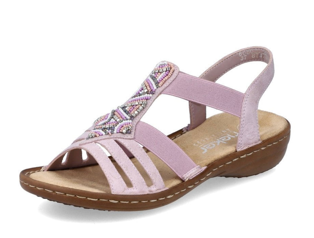 PINK ELASTICATED BEADED SANDAL