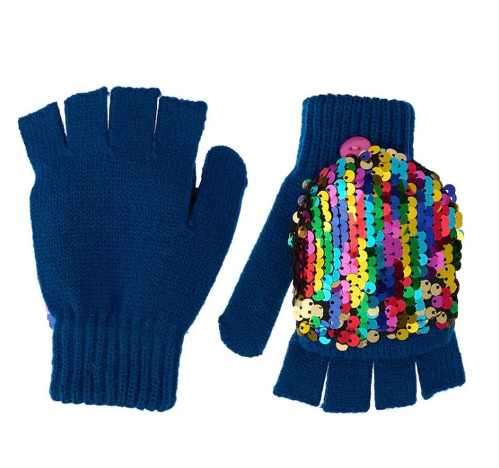 SEQUIN KNITTED GLOVES