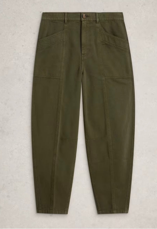 KHAKI GREEN AUBREY BARREL TROUSER