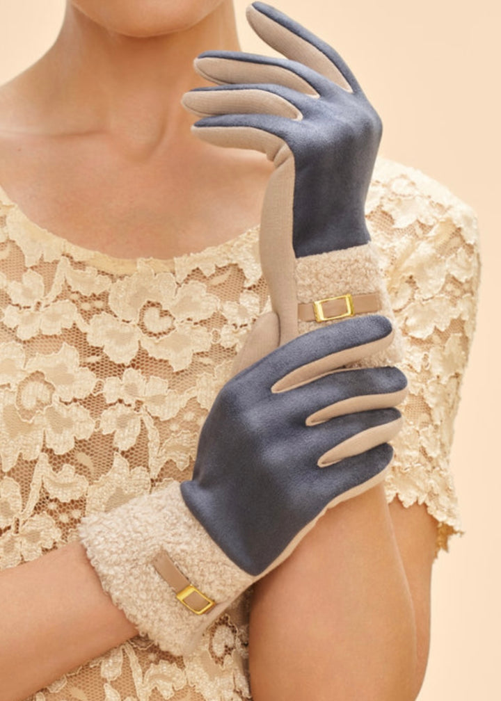 DENIM BLUE AUDREY FAUX SUEDE GLOVES