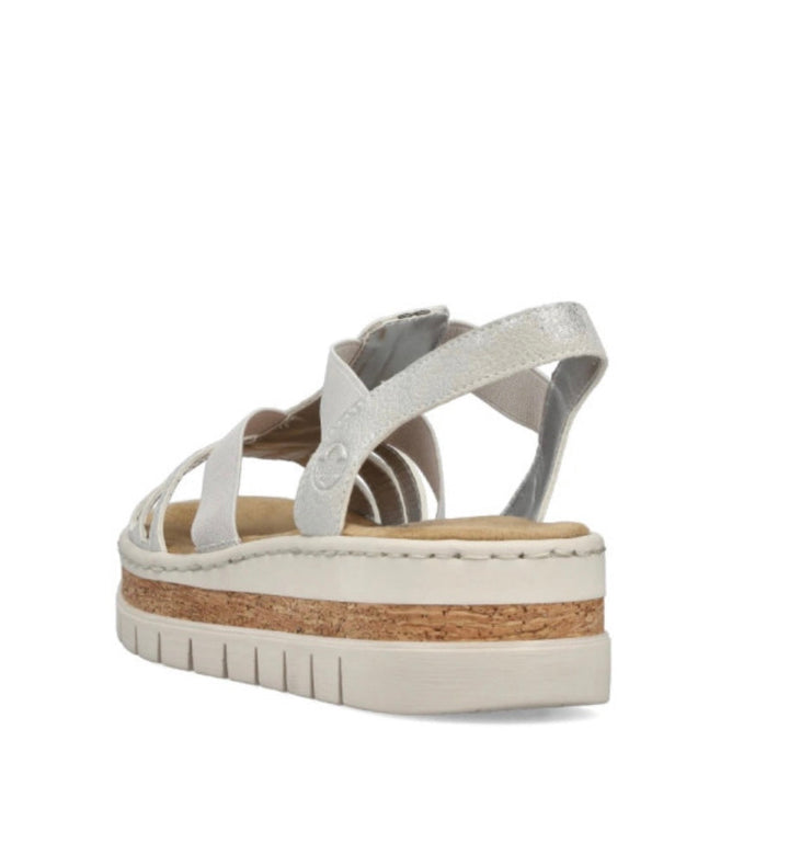 Rieker Women's Silver Wedge Sandals V4918-90