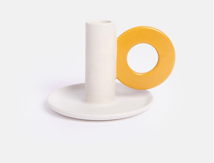 CREAM & MUSTARD LOOP CANDLE HOLDER