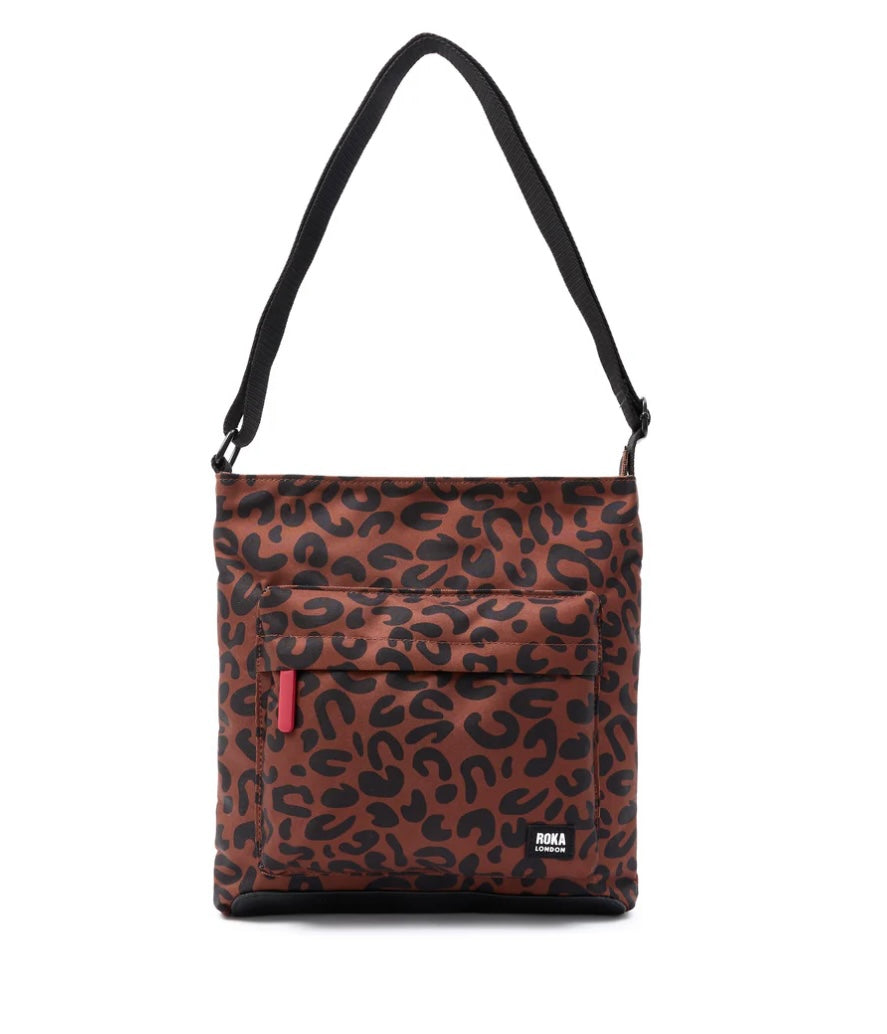 KENNINGTON B RECYCLED CANVAS MEDIUM CROSSBODY BAG SCARLET LEOPARD