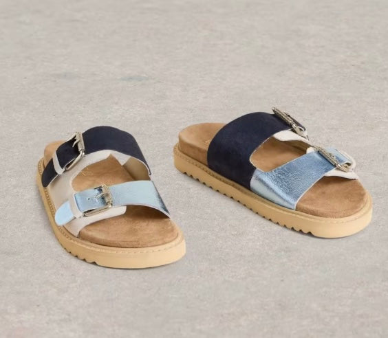 BLUE MULTI LEATHER PATTY SANDAL