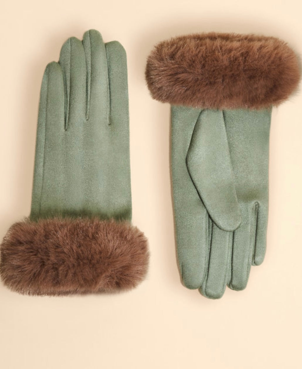 BETTINA SAGE & TEDDY FAUX SUEDE GLOVES