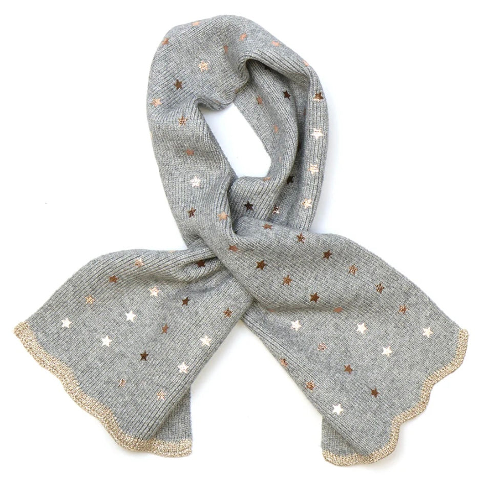 GREY METALLIC STARS PULL THROUGH SCARF