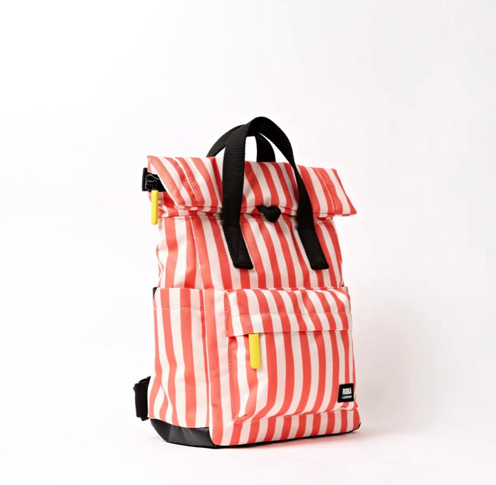 CANFIELD B RECYCLED CANVAS SMALL BACKPACK CORAL STRIPE
