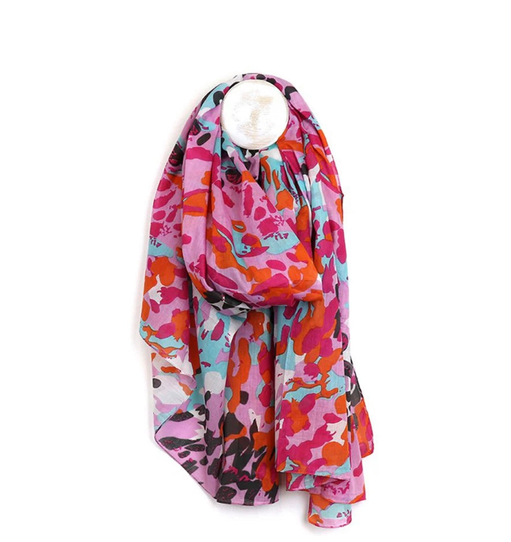 PINK MIX SCATTERED ANIMAL PRINT SCARF