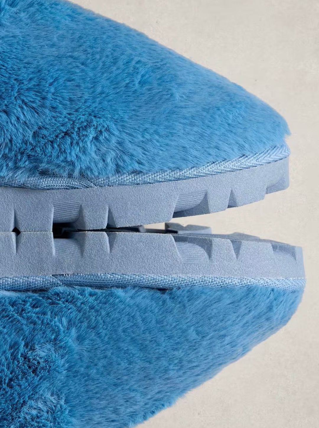 BRIGHT BLUE FAUX FUR SLIPPER MULE