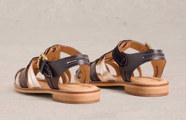 NAVY LEATHER ZARA FISHERMAN SANDAL