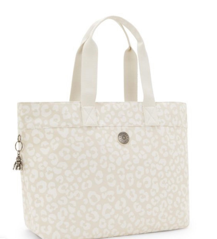 COLISSA WHITE CHEETAH PRINT LARGE TOTE BAG