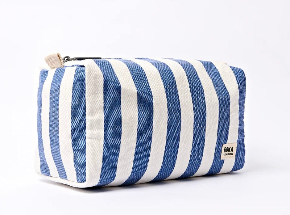 MAYFAIR COTTON CANVAS SMALL WASH BAG DENIM STRIPE