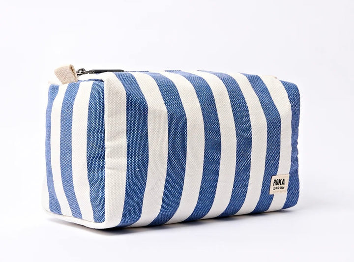 MAYFAIR COTTON CANVAS SMALL WASH BAG DENIM STRIPE