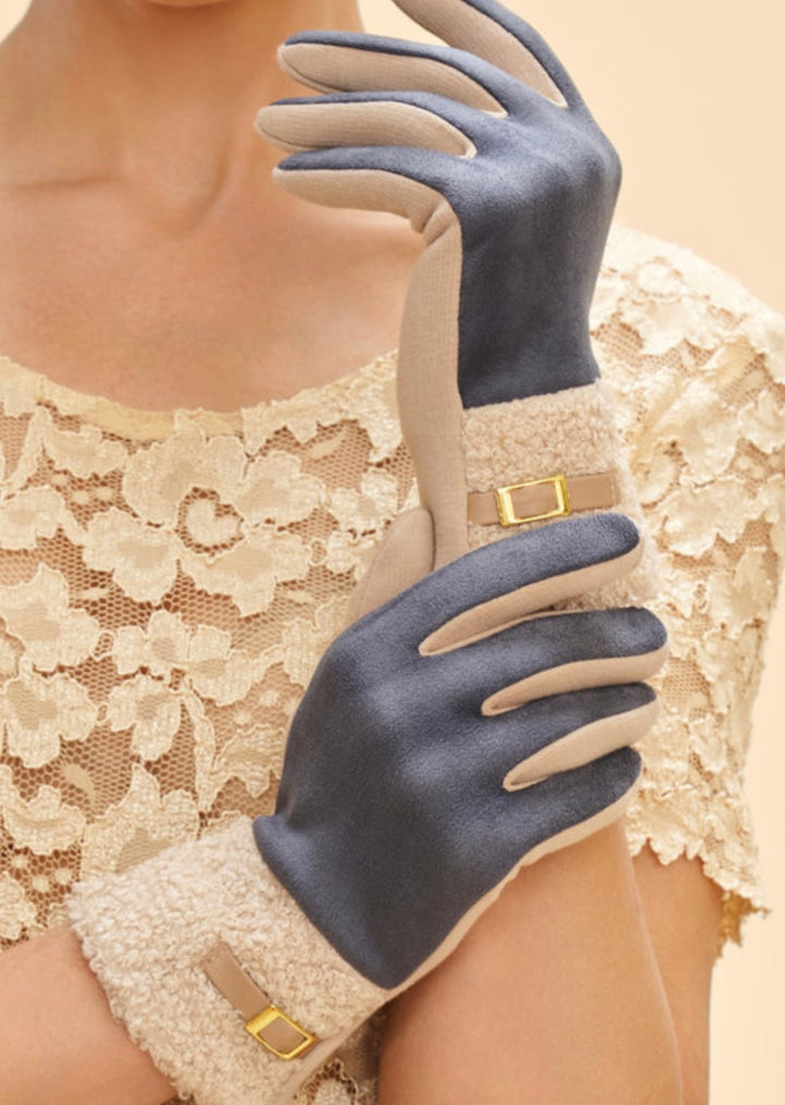 DENIM BLUE AUDREY FAUX SUEDE GLOVES