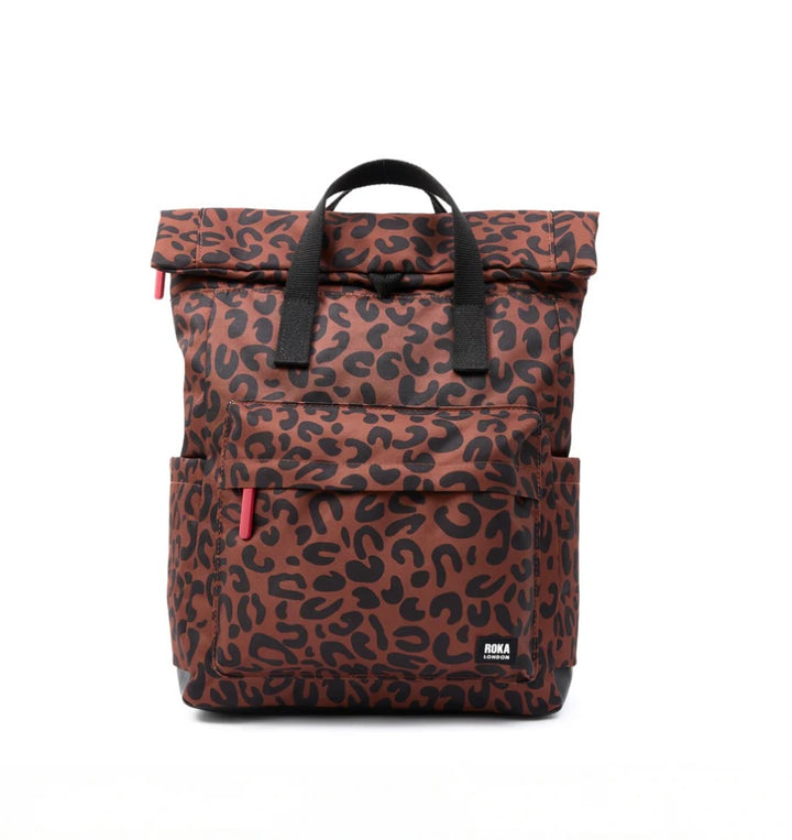 CANFIELD B RECYCLED CANVAS MEDIUM BACKPACK SCARLET LEOPARD