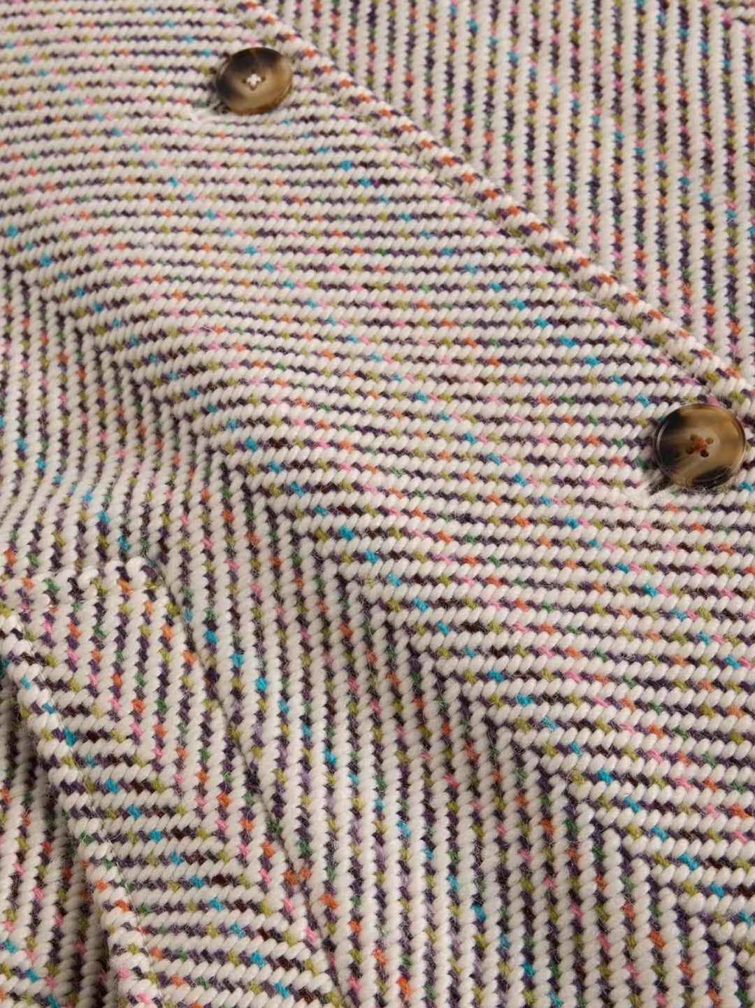 IVORY MULTI KELSEY WOOL BLEND TEXTURED COAT