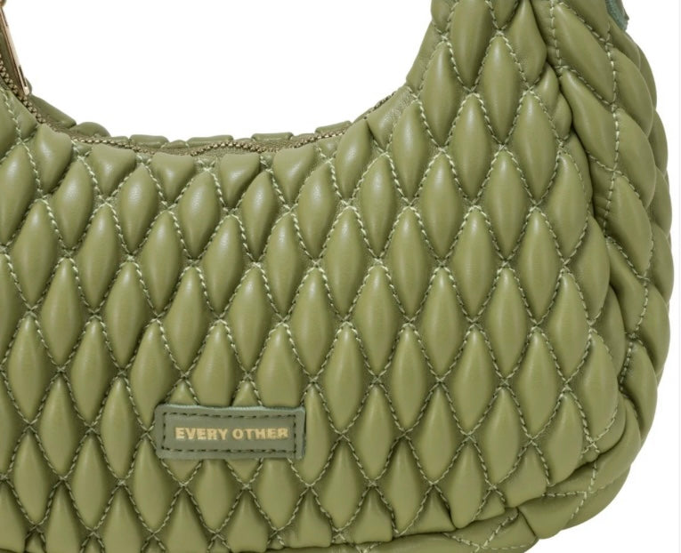 QUILTED GRAB/CROSSBODY BAG OLIVE  12161