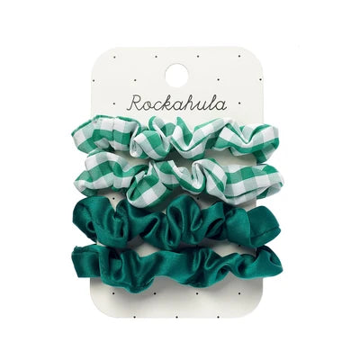 School Check and Satin Scrunchie Set