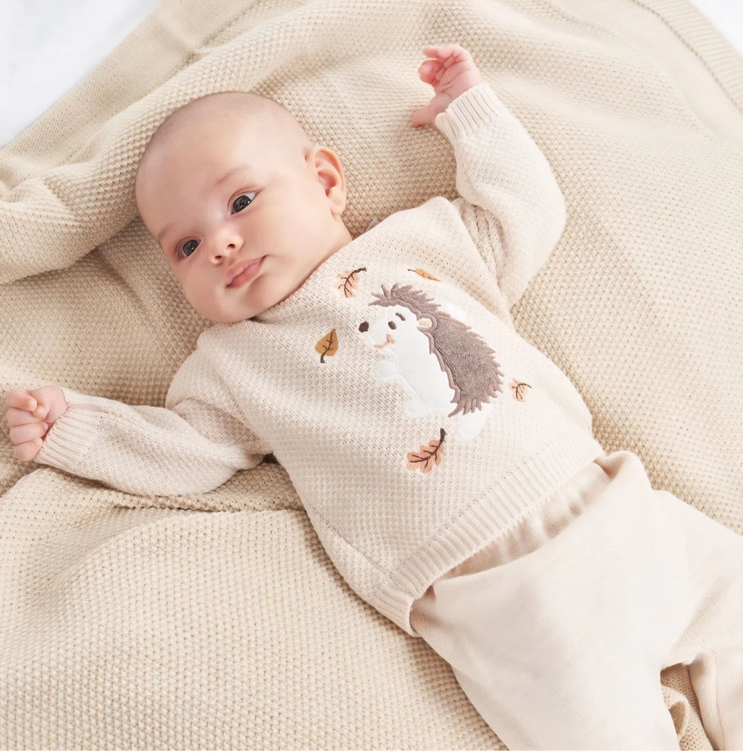 BEIGE KNITTED HEDGEHOG 2 PIECE SET