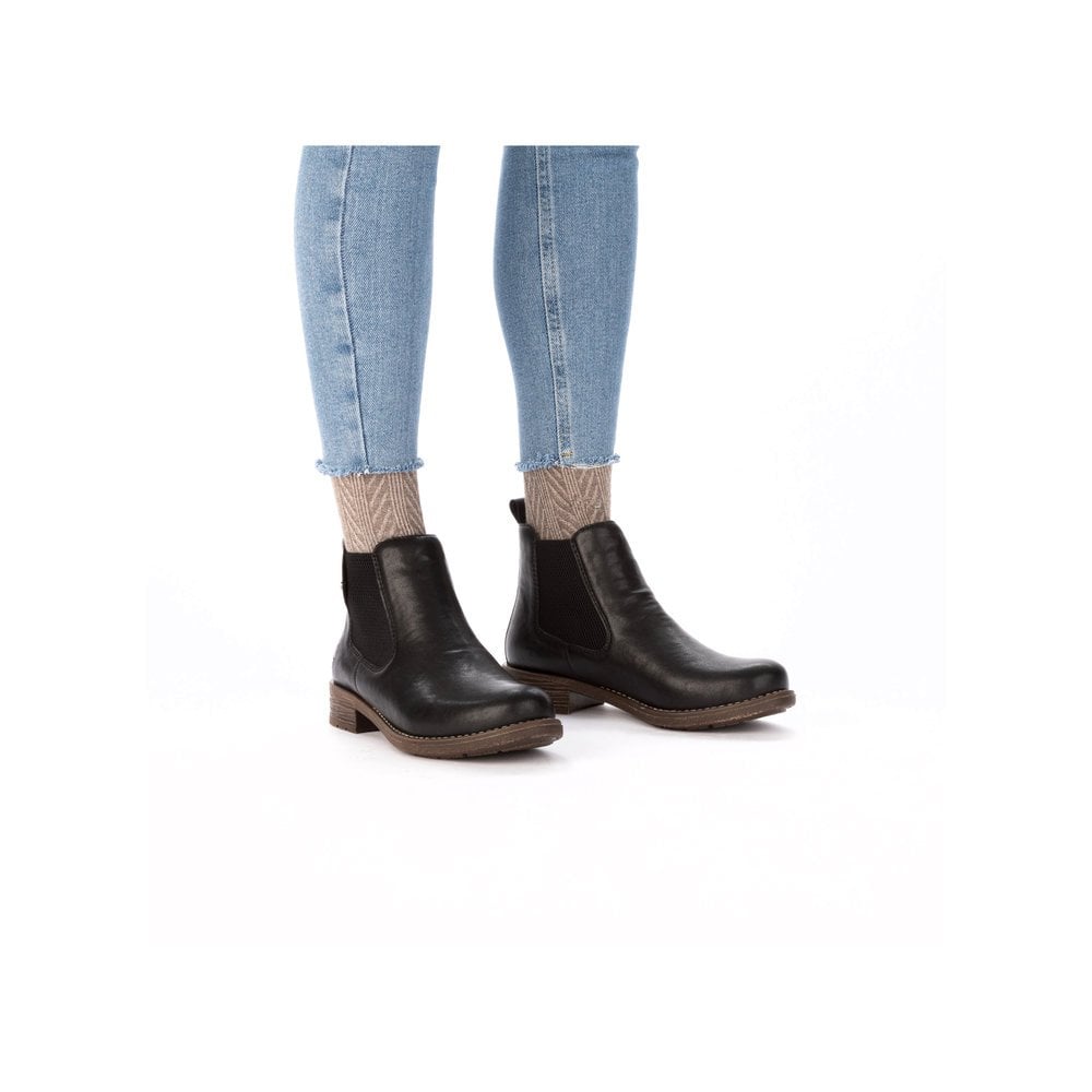 BLACK ELASTICATED CHELSEA BOOT