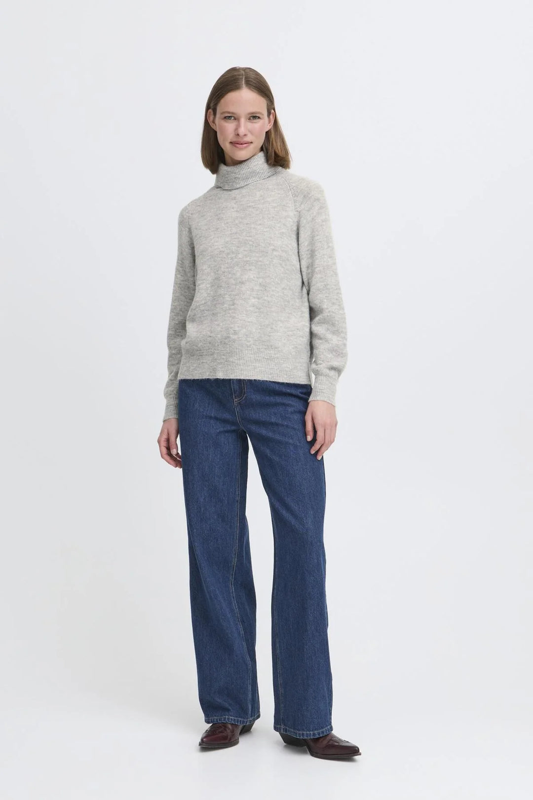 MID GREY MELANGE MONNA ROLLNECK JUMPER