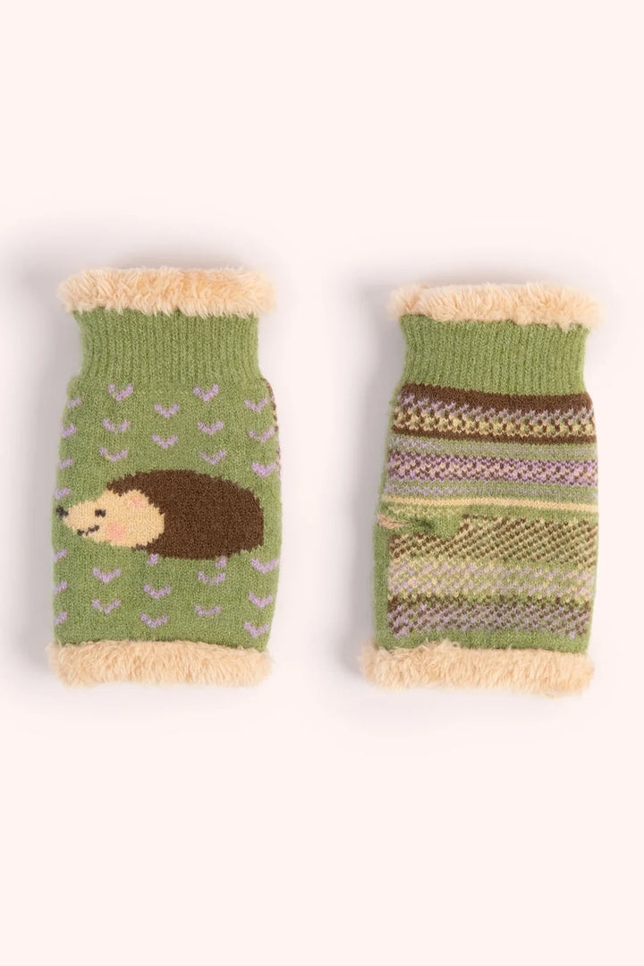 SAGE HEDGEHOG WRIST WARMERS