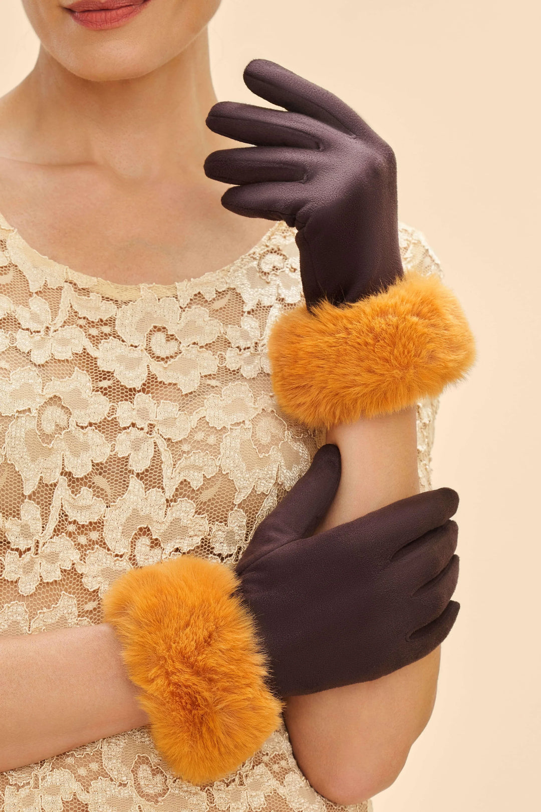 CHOCOLATE & MUSTARD BETTINA GLOVES