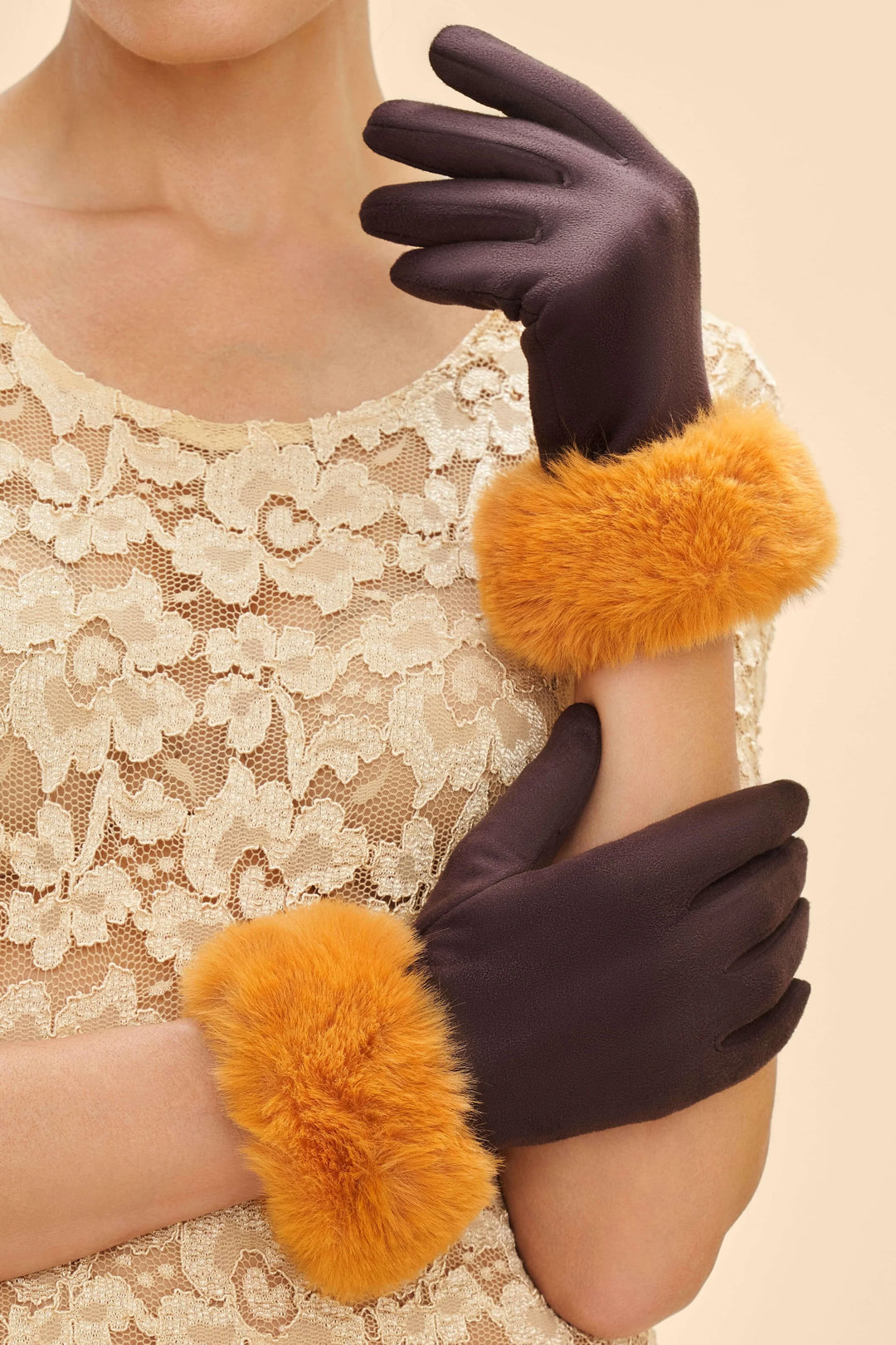 CHOCOLATE & MUSTARD BETTINA GLOVES