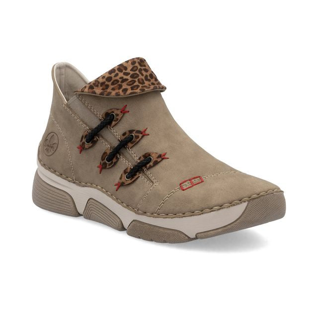 BEIGE & LEOPARD ZIP UP SHOE