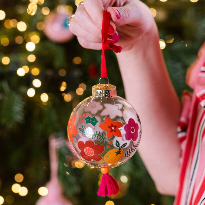 SET OF 4 GLASS CHRISTMAS BAUBLES