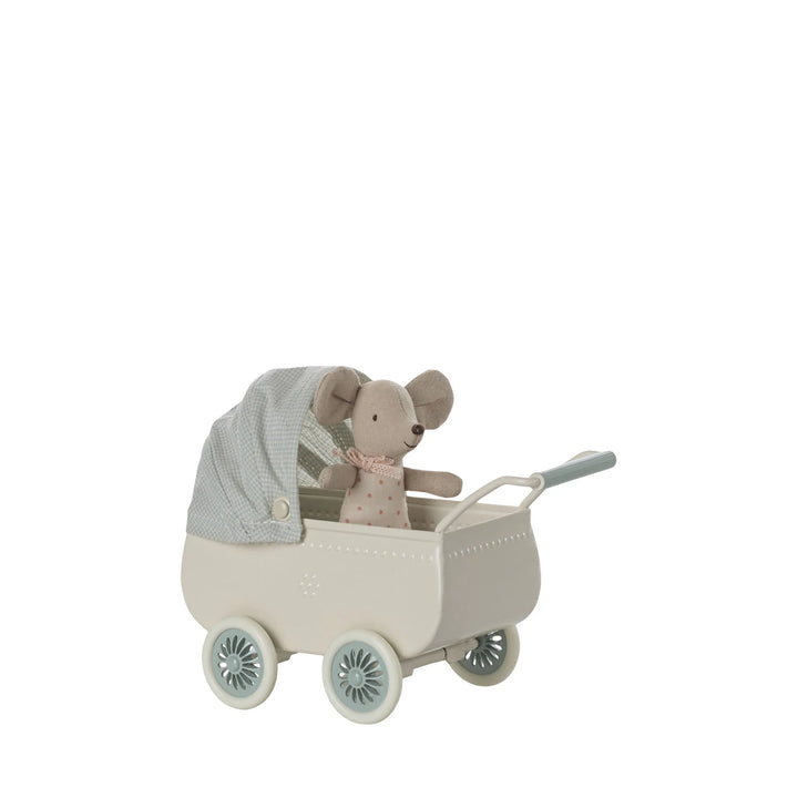 PRAM WITH BABY MOUSE MINT