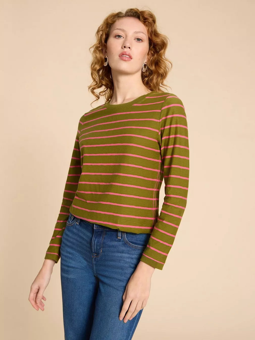 PINK MULTI STRIPE CLARA LONG SLEEVE TOP