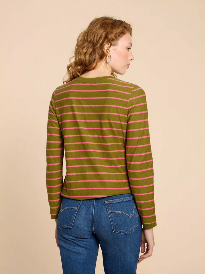 PINK MULTI STRIPE CLARA LONG SLEEVE TOP