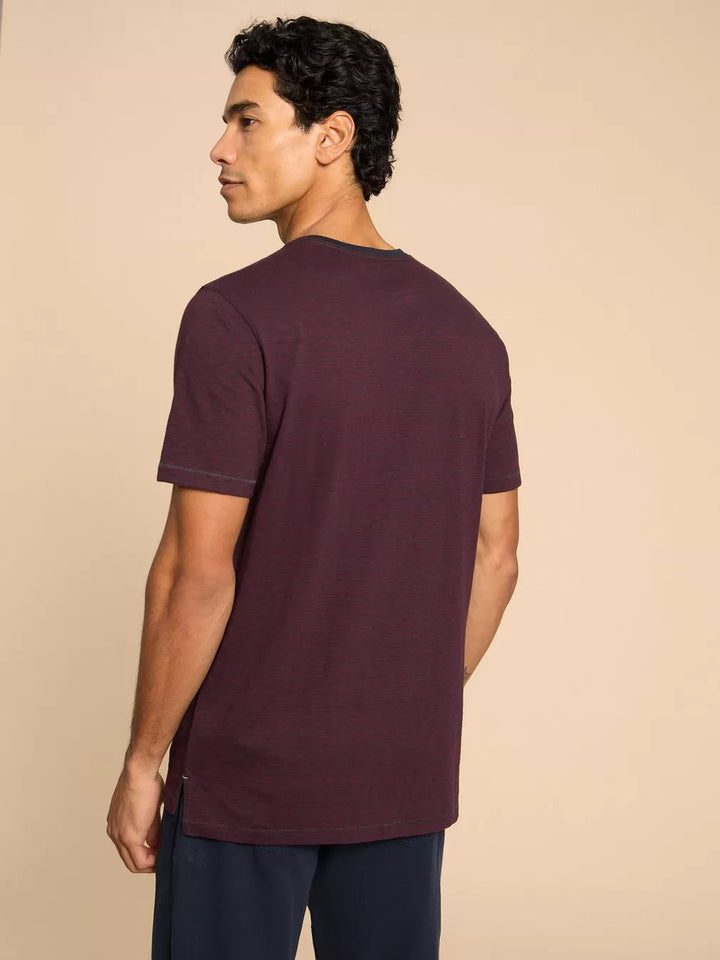 PLUM MULTI ABERSOCH STRIPE SHORT SLEEVE TEE