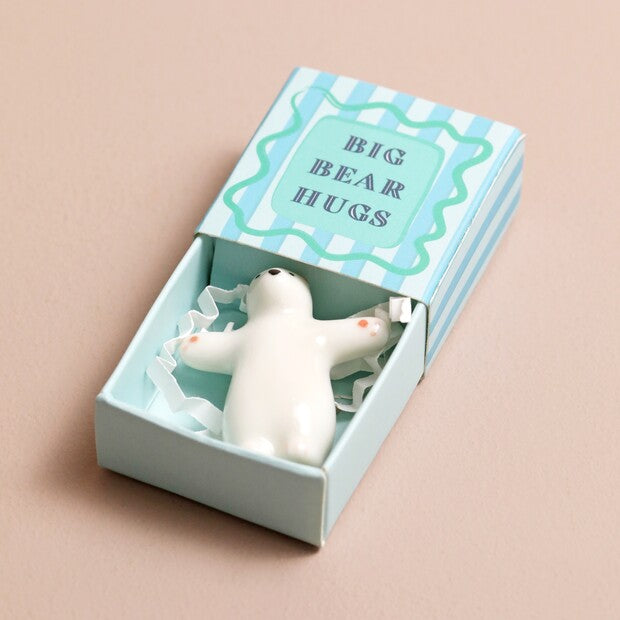 TINY MATCHBOX CERAMIC BEAR TOKEN