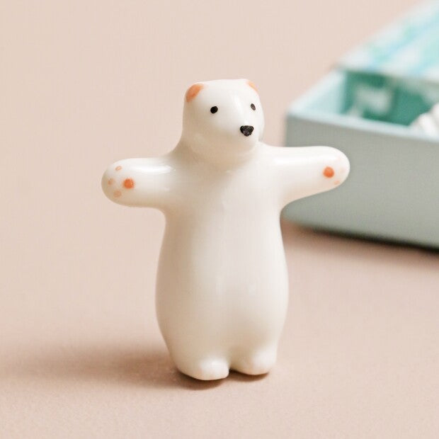 TINY MATCHBOX CERAMIC BEAR TOKEN