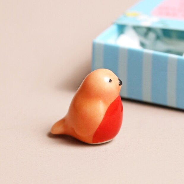 TINY MATCHBOX CERAMIC ROBIN TOKEN