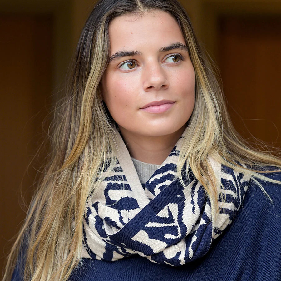 NAVY MIX ANIMAL STRIPE SNOOD