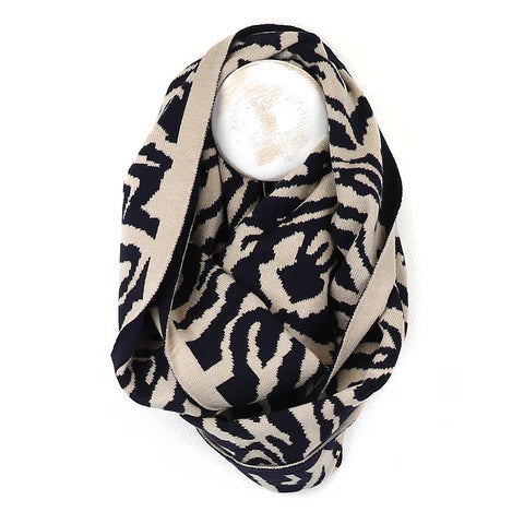 NAVY MIX ANIMAL STRIPE SNOOD