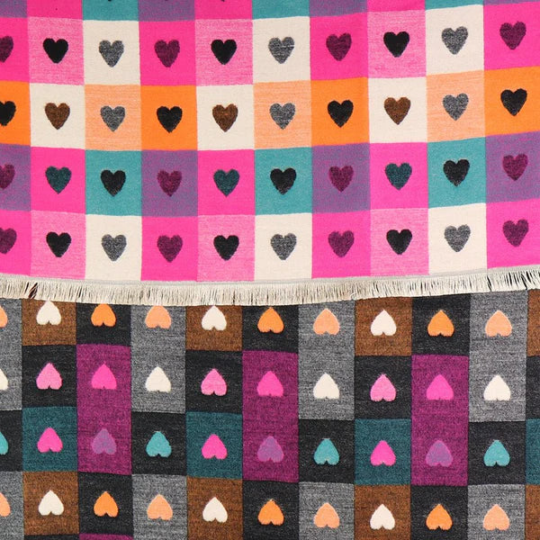 PINK HEART CHEQUERBOARD PRINT SCARF