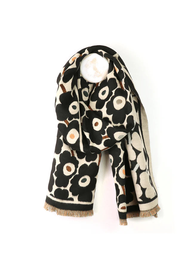 MONOCHROME POPPY JACQUARD SCARF