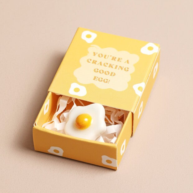 TINY MATCHBOX CERAMIC EGG TOKEN