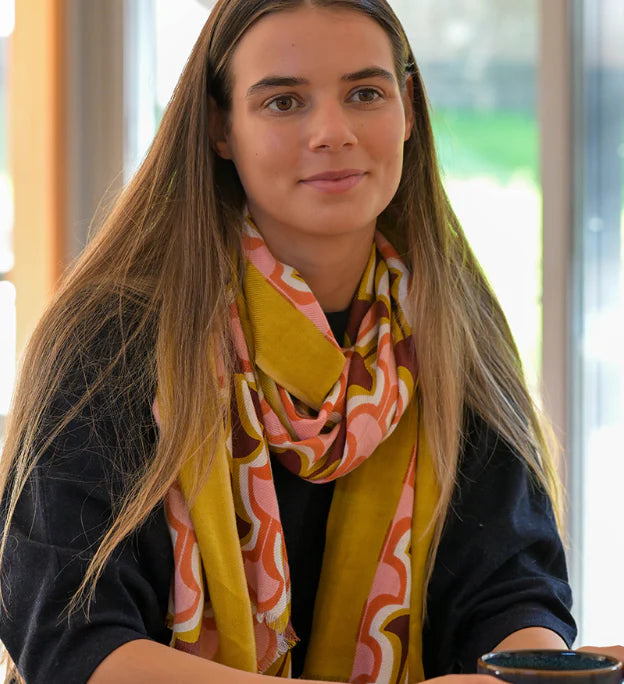 LIME & CORAL RETRO PRINT SCARF