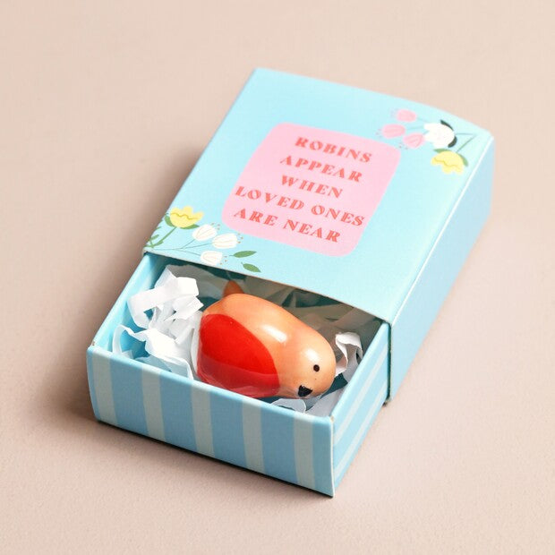 TINY MATCHBOX ROBIN CERAMIC TOKEN