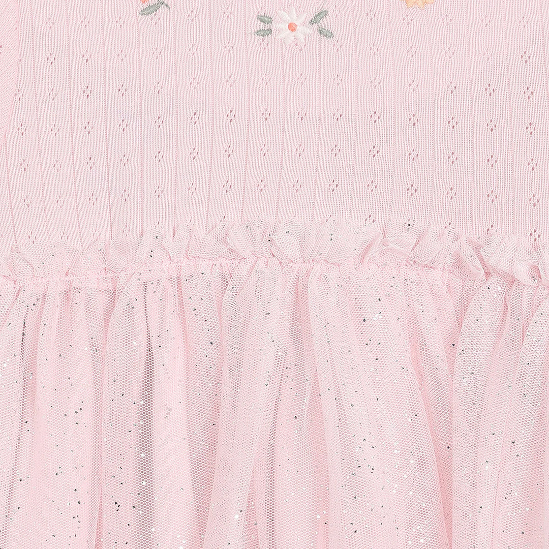 PINK FLORAL EMBROIDERED DRESS